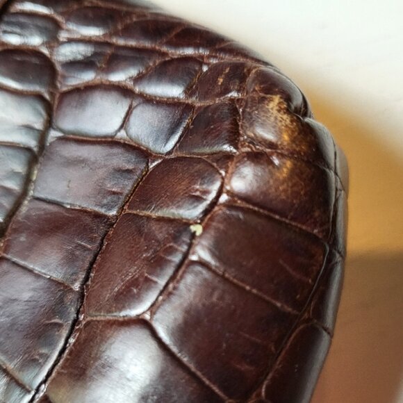 Brighton Card Case Heart Wallet Croc-Embrossed Leather - Picture 9 of 10